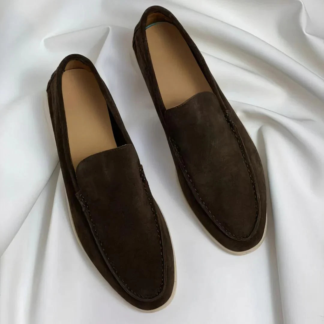 Men's Contrast Sole Slip On Casual Loafers in Brown