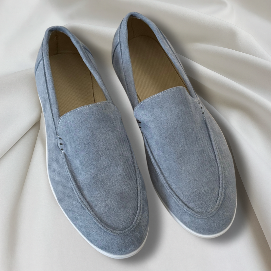 Men's Contrast Sole Slip On Casual Loafers in Blue