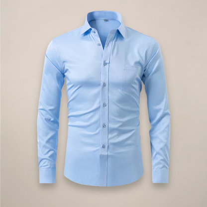 Men's Relaxed Fit Long Sleeve Button Front Patch Pocket Shirt