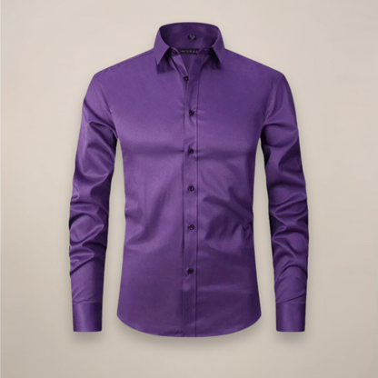 Men's Relaxed Fit Long Sleeve Button Front Patch Pocket Shirt