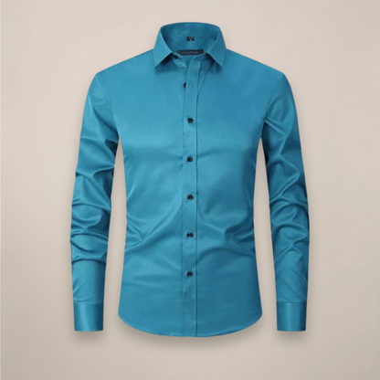 Men's Relaxed Fit Long Sleeve Button Front Patch Pocket Shirt