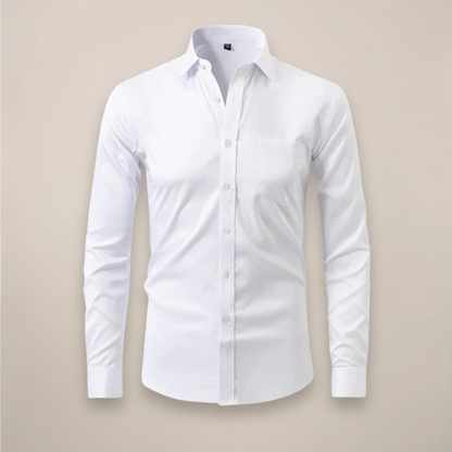 Men's Relaxed Fit Long Sleeve Button Front Patch Pocket Shirt