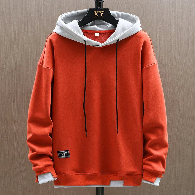 Men's Black Hoodie in Orange