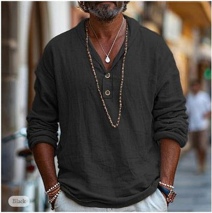 Men's Black Long Sleeve Casual Shirt in Black