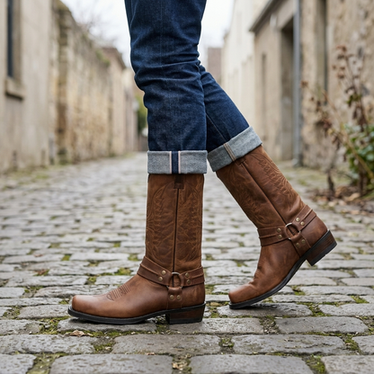 Men's Brown Square Toe Ankle Boots