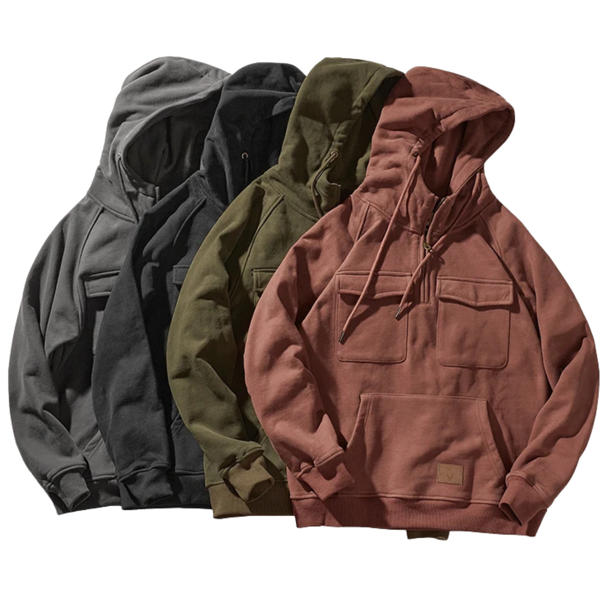 Men's Quarter Zip Drawstring Hoodie