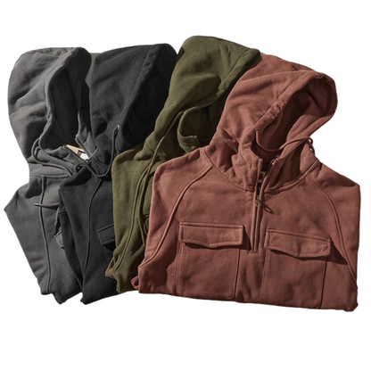 Men's Quarter Zip Drawstring Hoodie