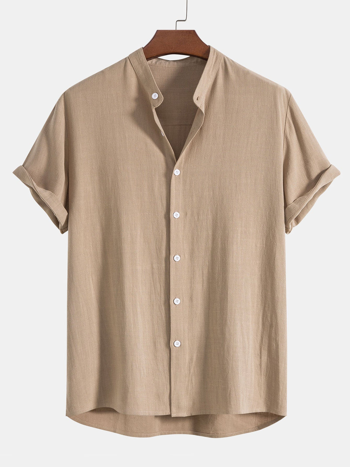 Men's Drawstring Short Sleeve Button Front Two Piece Set view 5