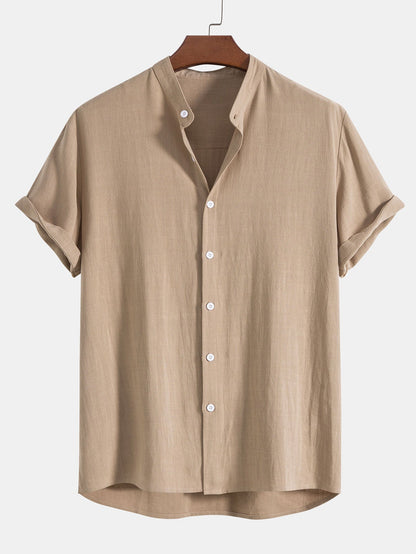 Men's Drawstring Short Sleeve Button Front Two Piece Set view 5