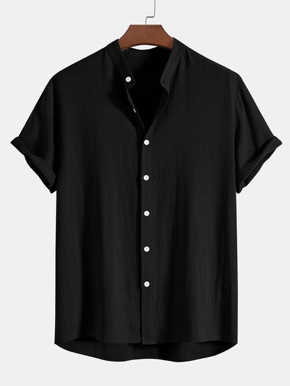 Men's Drawstring Short Sleeve Button Front Two Piece Set view 6