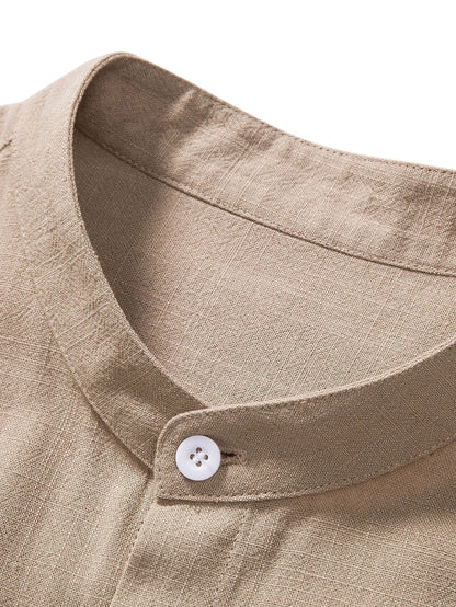 Men's Drawstring Short Sleeve Button Front Two Piece Set view 10