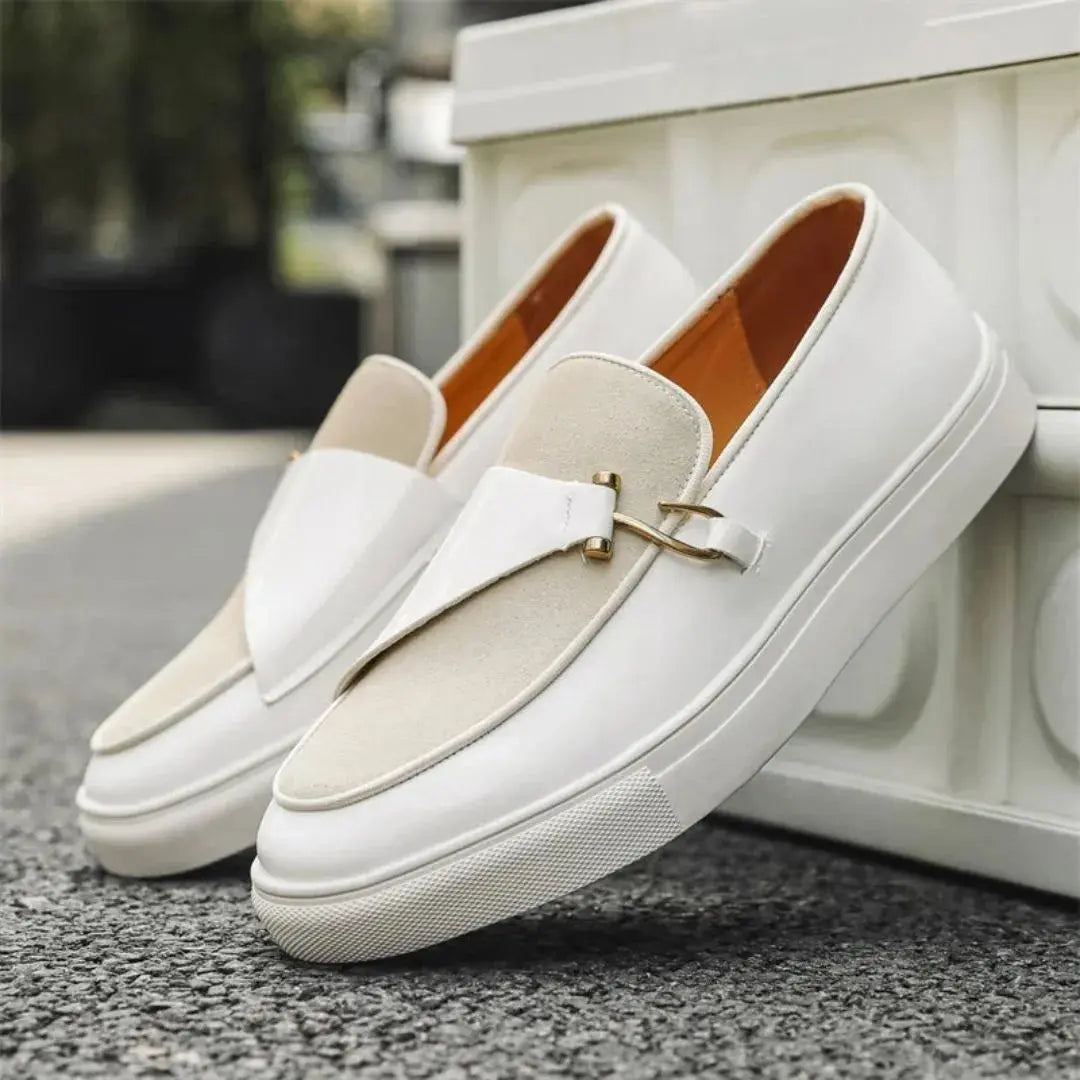 Men's White Platform Loafers