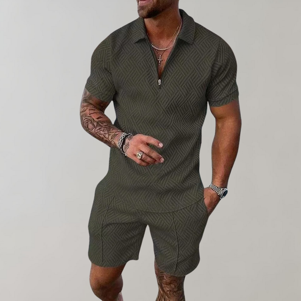 Men's Black Casual Polo Shirt in Green