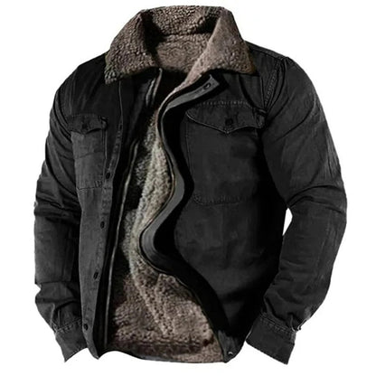 Men's Navy Blue Winter Coat in Black
