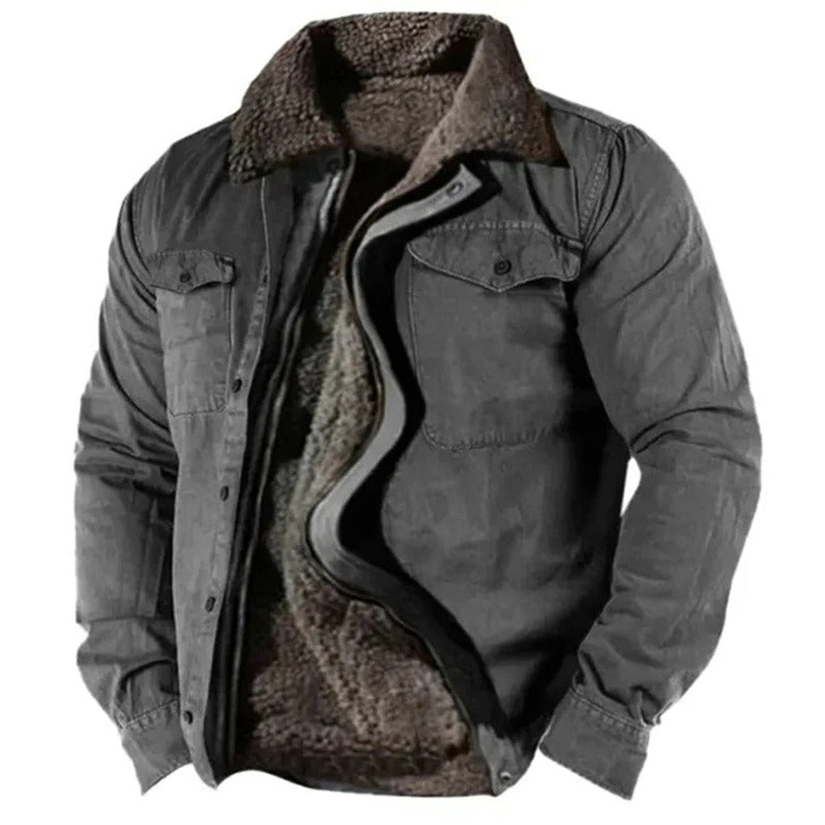 Men's Navy Blue Winter Coat in Dark Grey