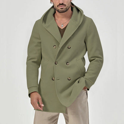 Men's Red Double Breasted Trench Coat