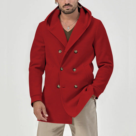 Men's Red Double Breasted Trench Coat