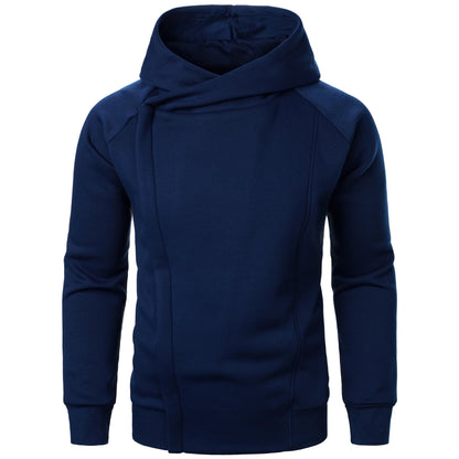 Men's Knitted Zip Up Patch Pocket Hoodie in Navy