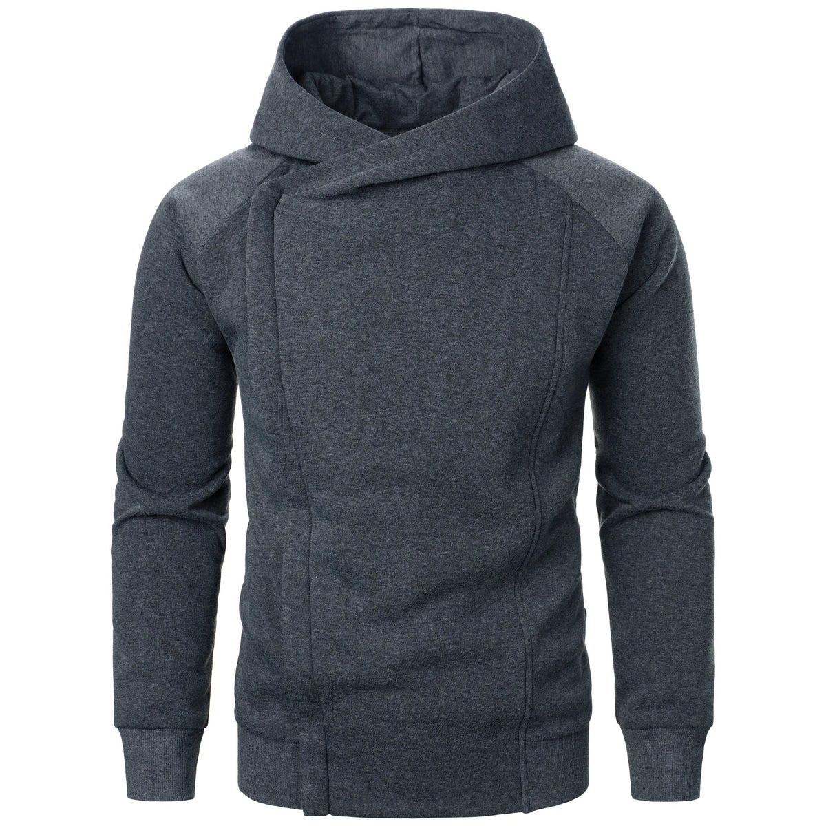 Men's Knitted Zip Up Patch Pocket Hoodie in Grey