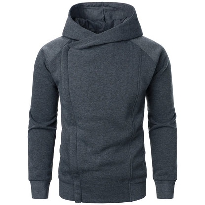 Men's Knitted Zip Up Patch Pocket Hoodie in Grey