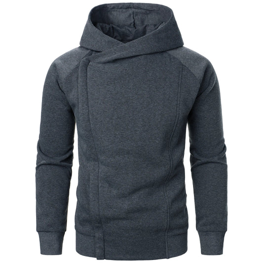 Men's Knitted Zip Up Patch Pocket Hoodie in Grey