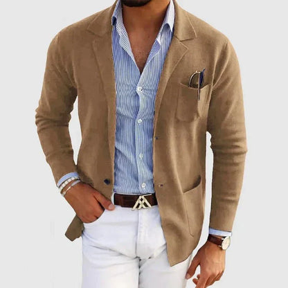 Men's Relaxed Fit Notch Lapel Blazer in Beige