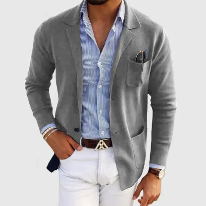 Men's Relaxed Fit Notch Lapel Blazer in Grey