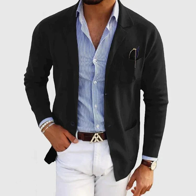 Men's Relaxed Fit Notch Lapel Blazer in Black