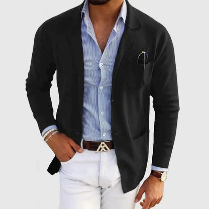 Men's Relaxed Fit Notch Lapel Blazer in Black