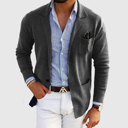 Men's Relaxed Fit Notch Lapel Blazer in Dark Grey
