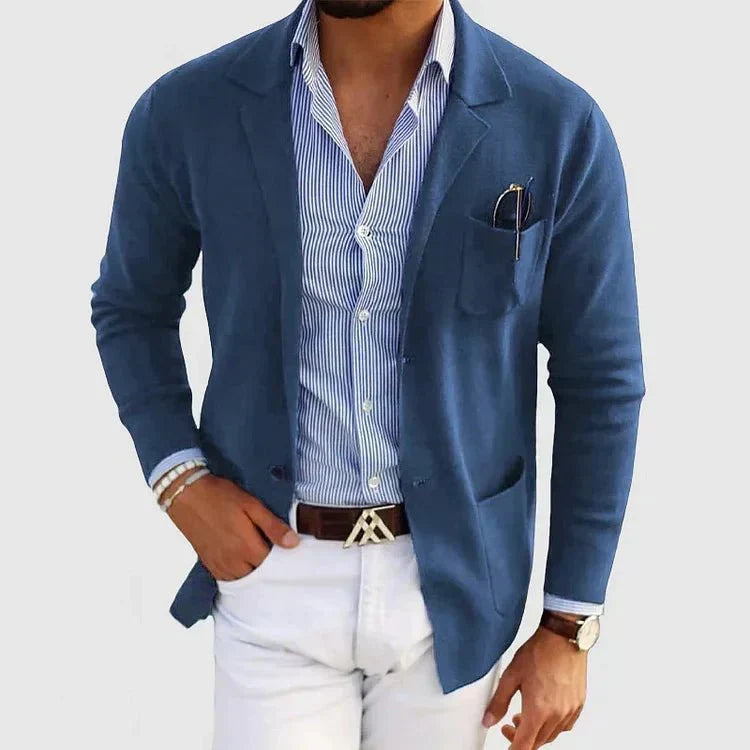 Men's Relaxed Fit Notch Lapel Blazer in Blue