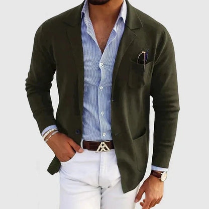 Men's Relaxed Fit Notch Lapel Blazer in Dark Green
