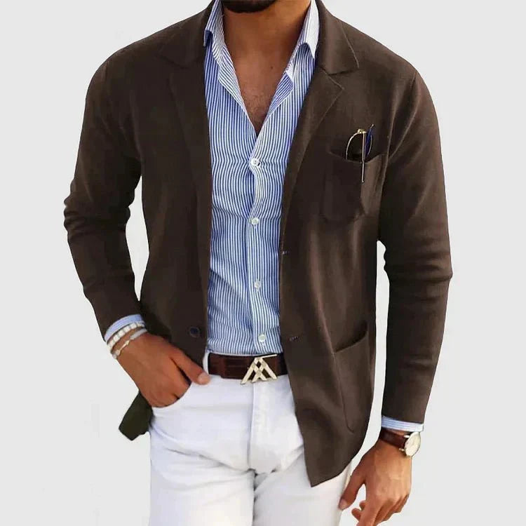 Men's Relaxed Fit Notch Lapel Blazer in Brown