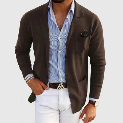Men's Relaxed Fit Notch Lapel Blazer in Brown
