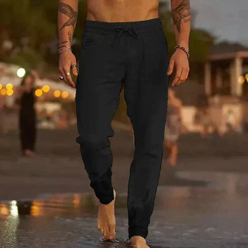 Men's Khaki Lightweight Trousers in Black