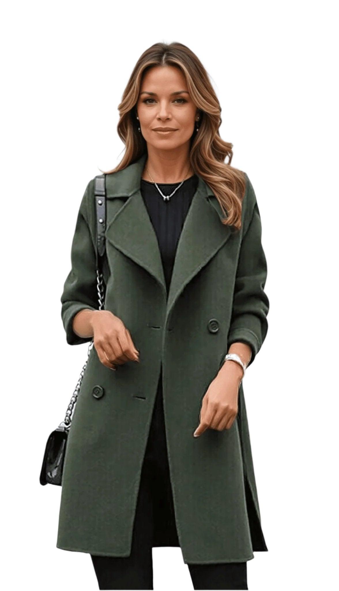 Women's Double Breasted Belted Longline Trench Coat