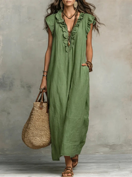Women's Relaxed Fit Maxi Dress in Green
