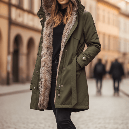 Women's Faux Fur Trim Hooded Longline Winter Coat view 2