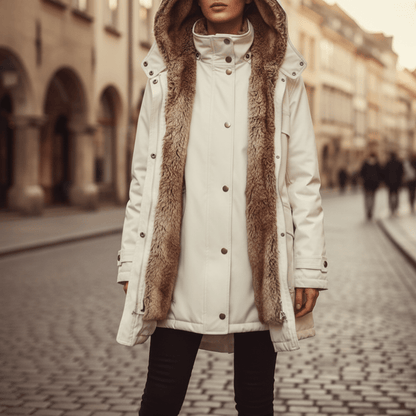 Women's Faux Fur Trim Hooded Longline Winter Coat view 3