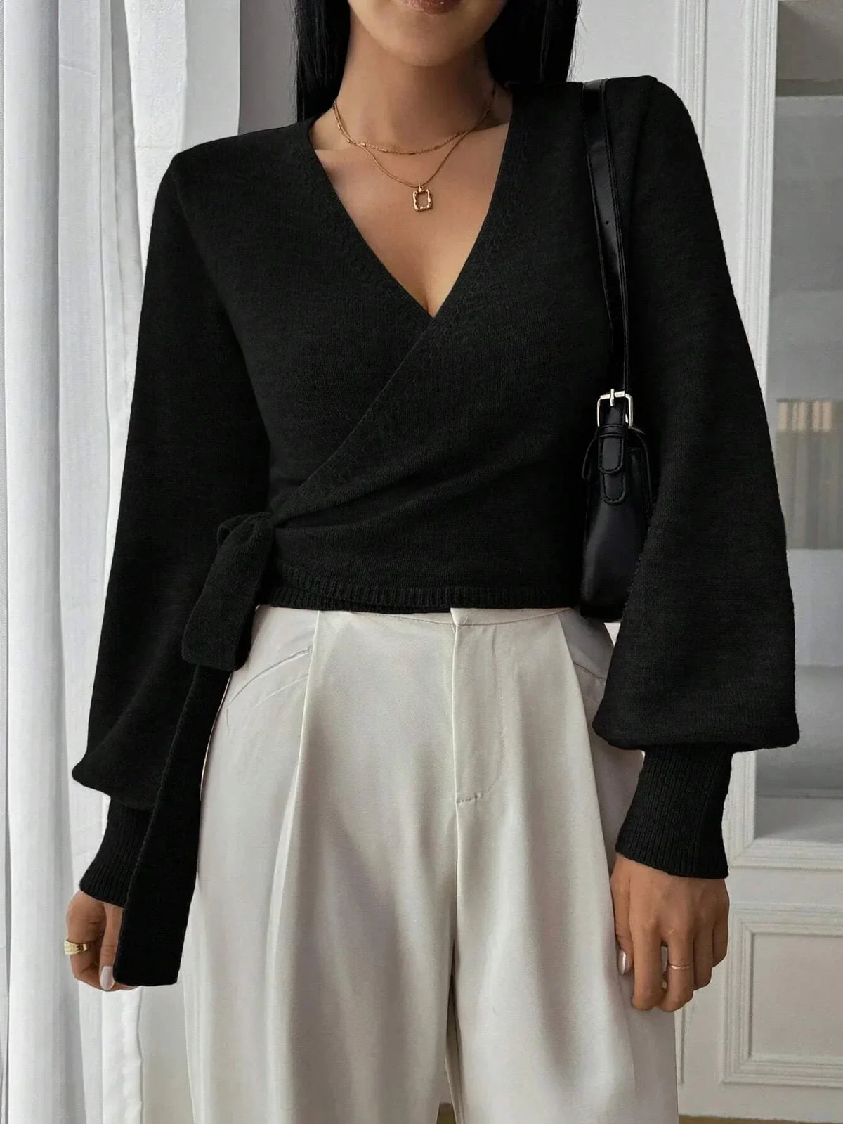 Women's Puff Sleeve Wrap Dress view 5