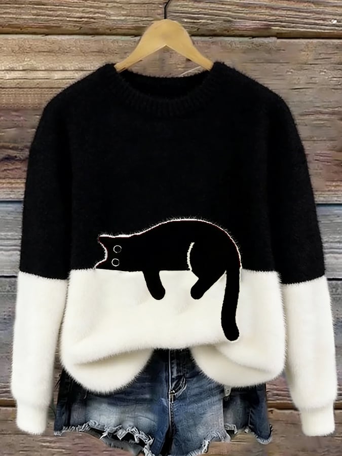 Women's Printed Knitted Draped Jumper view 3