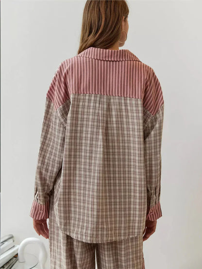 Women's Collared Checked Pyjama Set view 4