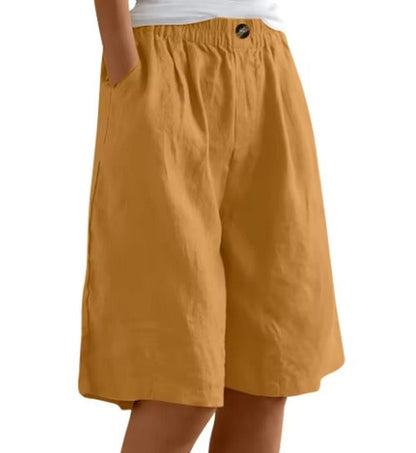 Women's Elastic Waist Comfort Shorts in Earthy Yellow