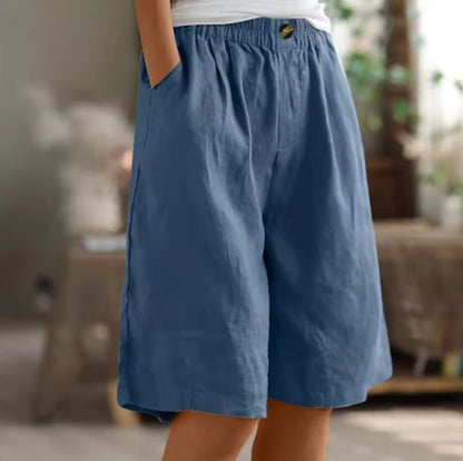 Women's Elastic Waist Comfort Shorts in Blue