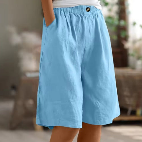 Women's Elastic Waist Comfort Shorts in Sky Blue