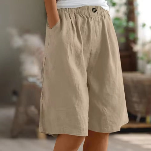 Women's Elastic Waist Comfort Shorts in Khaki