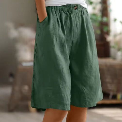 Women's Elastic Waist Comfort Shorts in Green