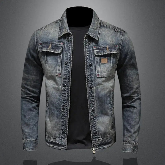 Men's Vintage Denim Jacket in Denim Blue