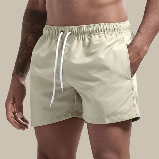 Men's Elastic Waist Patch Pocket Swim Shorts