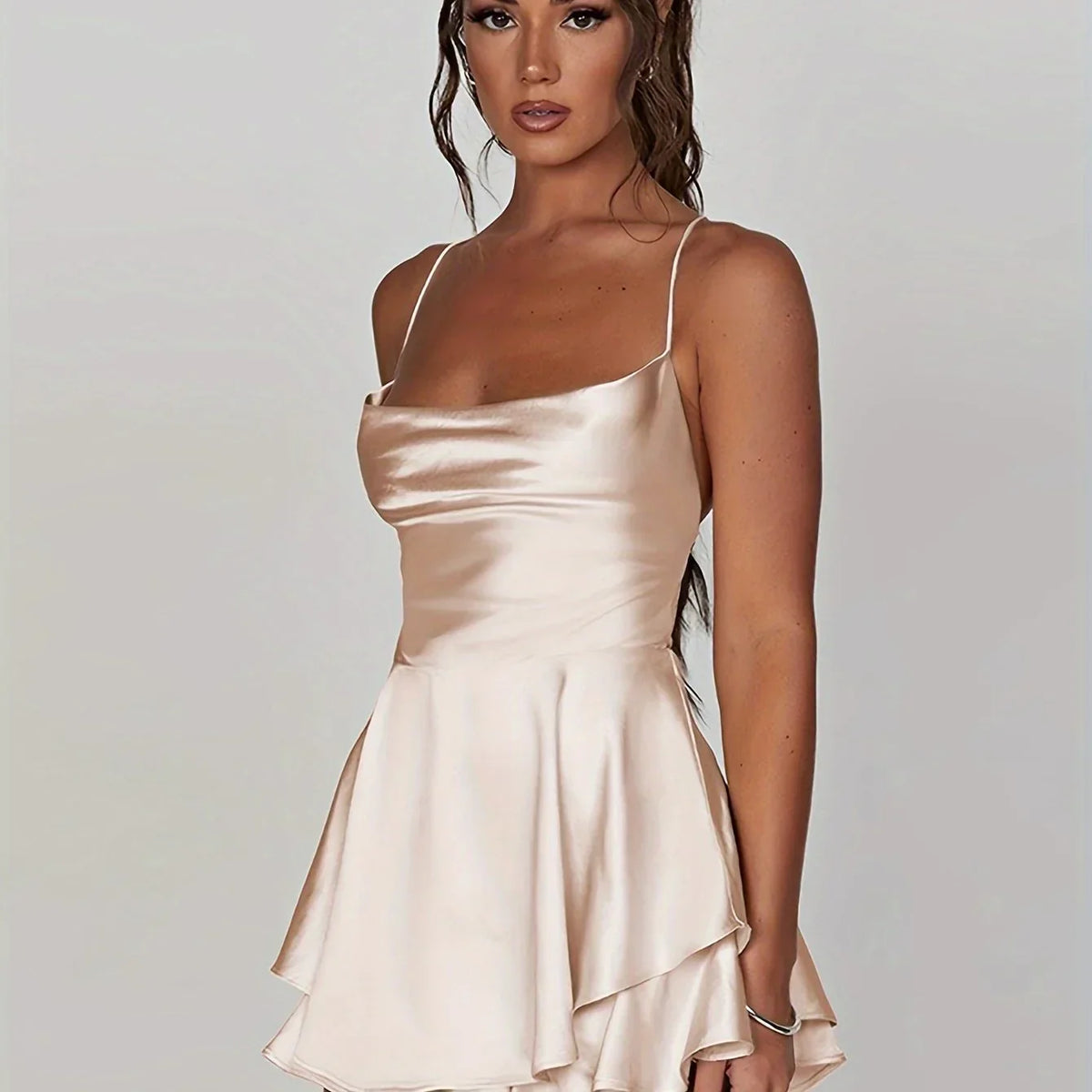 Women's Open Back Flared Strappy Mini Dress view 21